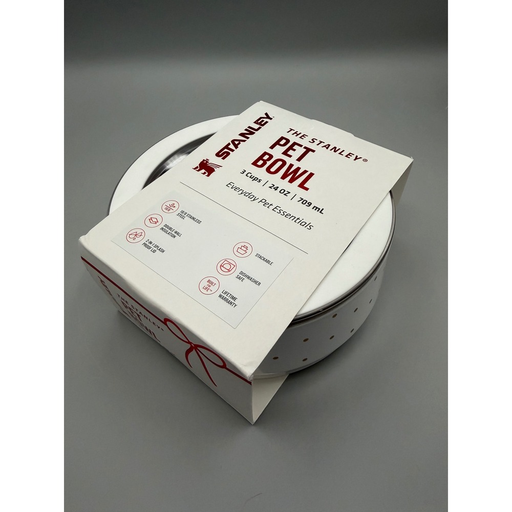 Stanley Pet Bowl 24oz Frost Polka Dot Stainless Steel Insulated with Lid NEW